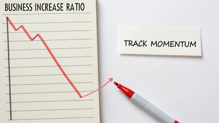 Business Increase Ratio Chart with Red Arrow Indicating Positive Momentum and Progress in Business Growth Strategy