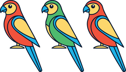 Colorful Bird Set Outline Illustration. Various Birds Collection in Line Art. Outline Strokes Bird Set Design. Exotic Birds Vector Outline Pack. Decorative Bird Line Art Collection. Minimal Bird