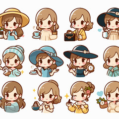 Illustration of cute cartoon icons varies