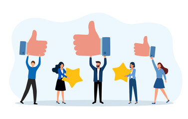 Employee feedback work satisfaction survey business concept flat vector illustration. Employee or customer feedback rating opinion.