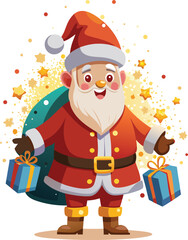 Christmas Santa Claus Vector Art for T-Shirts, Cute and Artistic Santa Claus T-Shirt Vector, Santa Claus Vector T-Shirt Designs