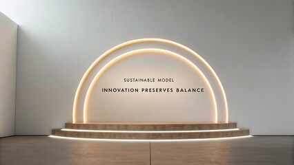 Modern Display with Minimalist Design and Inspirational Text for Sustainable Innovation and Balance in Contemporary Environments