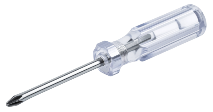 transparent power test screwdriver isolated on white background