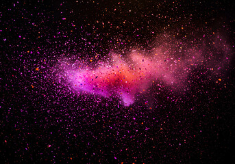 Abstract pink red powder explosion