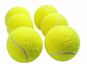 Arrangement of Yellow Tennis Balls on White Background Sport Equipment Still Life
