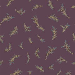 Plum Botanical Branch Accent Pattern