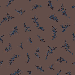 Cocoa Botanical Leaf Scatter Pattern