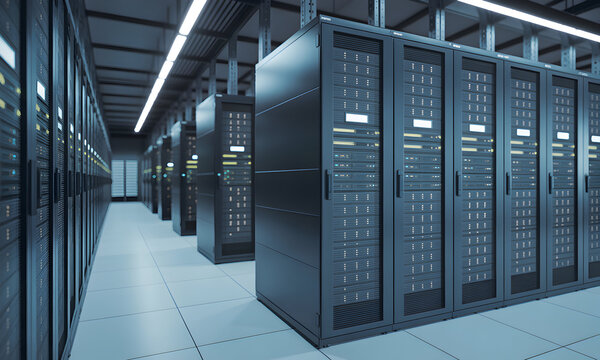 Modern data center servers for secure cloud computing and AI, offering high performance and reliable infrastructure for business innovation and solutions