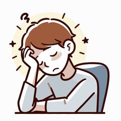 Cartoon illustration of a tired person