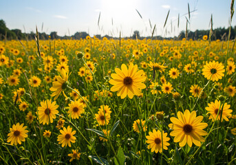 Obraz premium Bright yellow wildflower field