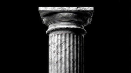 3D illustration of a classical Greek marble column against a black background