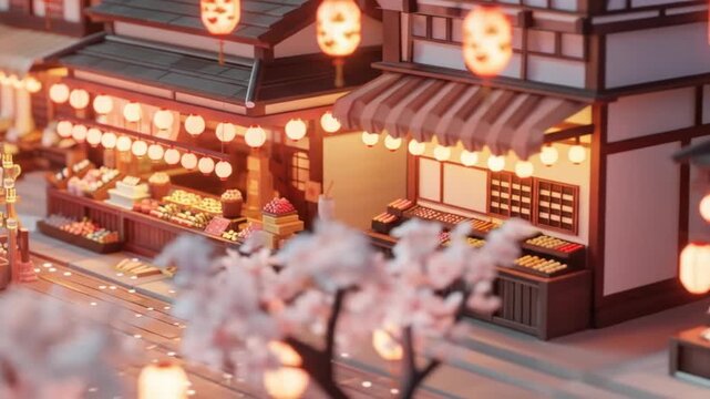 3d isometric low poly clay illustration of a tample light at night Videos
