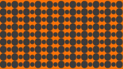 Seamless Geometric Pattern of Dark Gray Circles on Bright Orange Background