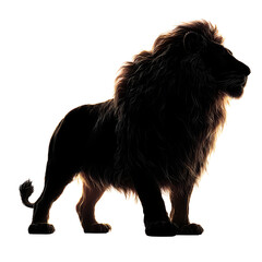 Majestic Lion Silhouette: A powerful and regal lion is presented in silhouette against a bright backdrop, embodying strength and grace. The image captures the essence of this apex predator.
