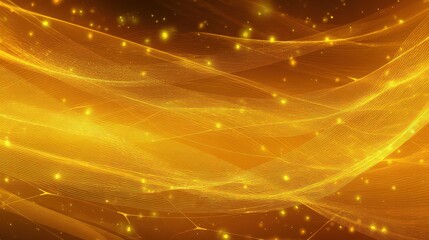 Abstract yellow technology background with glowing circuitry and depth