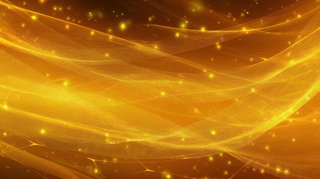 Abstract yellow technology background with glowing circuitry and depth - Powered by Adobe