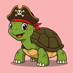 A cheerful, cute cartoon baby turtle character illustration with a fun green shell