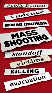 Mass Shootings News Headlines Gun Violence Vertical 3d Illustration