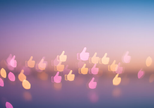 Colorful thumbs up blurred background