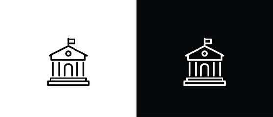 Simple icon of courthouse, Vector sign illustration. Building Architecture Line Icons. Black and white line icons. Editable strokes.