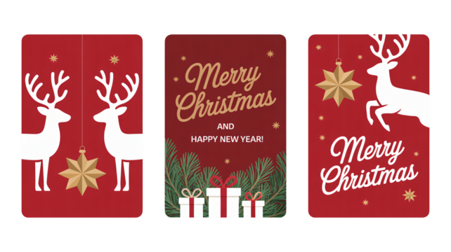 Festive Christmas and New Year greetings with reindeer and gifts for holiday cheer - Powered by Adobe