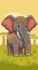 夕焼けの装飾象