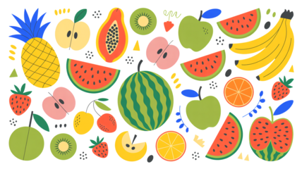 Vibrant tropical fruits assortment, summer freshness design, healthy eating concept
