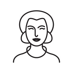 Minimalist line art portrait of a serene woman with closed eyes.