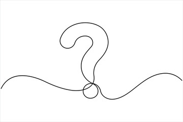 Question mark linear white background. One continuous line art drawing of a question mark vector illustration