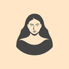 Elegant minimalist vector portrait of a beautiful serene woman.