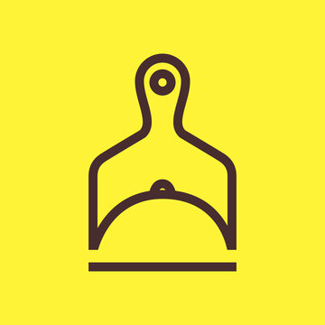 Minimalist line art logo combining a cutting board and food cloche.