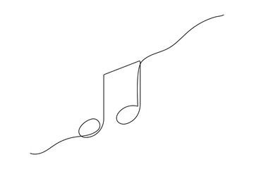 Obraz premium Music single line art minimalist continuous one line drawing of headphones and musical note