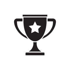 champion trophy black silhouette vector icon on transparent background.