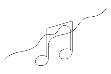 Music single line art minimalist continuous one line drawing of headphones and musical note