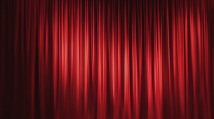 Crimson Stage Presence: The dramatic interplay of shadows and light against the rich folds of a deep red stage curtain, inviting the audience into a world of artistic expression and anticipation.