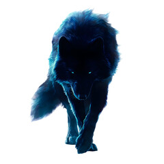 Mystical Wolf in Darkness: An evocative image captures a lone wolf with eyes that pierce the darkness, emanating a sense of mystery and untamed power.