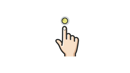 Hand tapping icon illustration, finger pointing and clicking, digital interaction gesture, user interface element, web design, touchscreen graphic