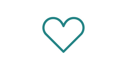 Teal Heart Outline Icon Isolated on White Background. Minimalist Love Symbol for UI, Web, and Graphic Design Projects.