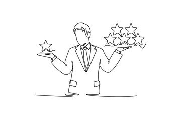 Rating stars concept. Comparison. Ranking. Product rating concept. Single line draw design. Vector graphic illustration