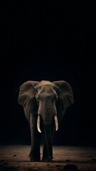 Obraz premium Majestic Elephant Portrait on Dark Background — Powerful Wildlife Photography