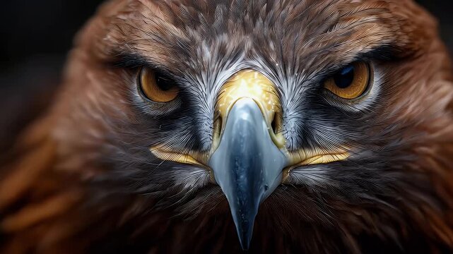 Close up portrait of a majestic bird of prey with intense gaze