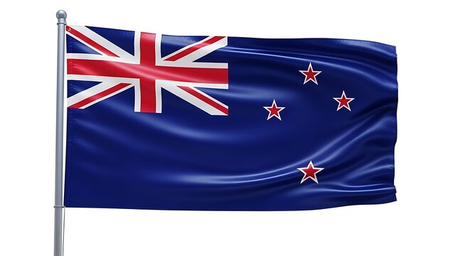 New zealand flag waving on a flagpole