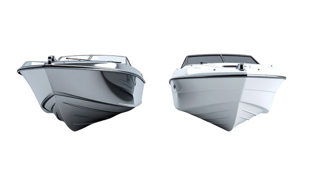 Marine Transport Motorboat Duo, isolated on transparent background - Powered by Adobe