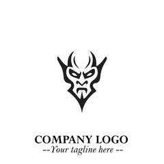 Head of Vampire Logo Symbol in Black on the White Background with Gothic Horror Vector Design