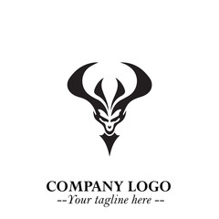Head of Vampire Logo Symbol in Black on the White Background with Gothic Horror Vector Design