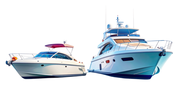 Twin Marine Motorboats for Transport Design, isolated on transparent background 