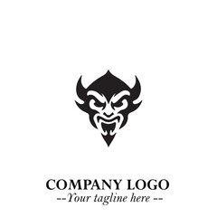 Head of Vampire Logo Symbol in Black on the White Background with Gothic Horror Vector Design