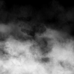 White and Gray Smoke and Fog Overlay Effect on Dark Black Background, Abstract Atmospheric Texture, Mystery and Drama Concept