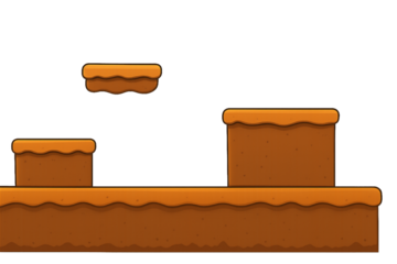 Stylized 2D Platformer Game Level Design Layout on Transparent Background, Blank Terrain and HD Scene for Game Development