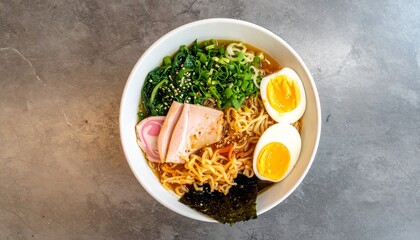 Ramen Bowl With Ingredients Top View